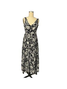 American Living Floral Black and White Maxi Dress XS